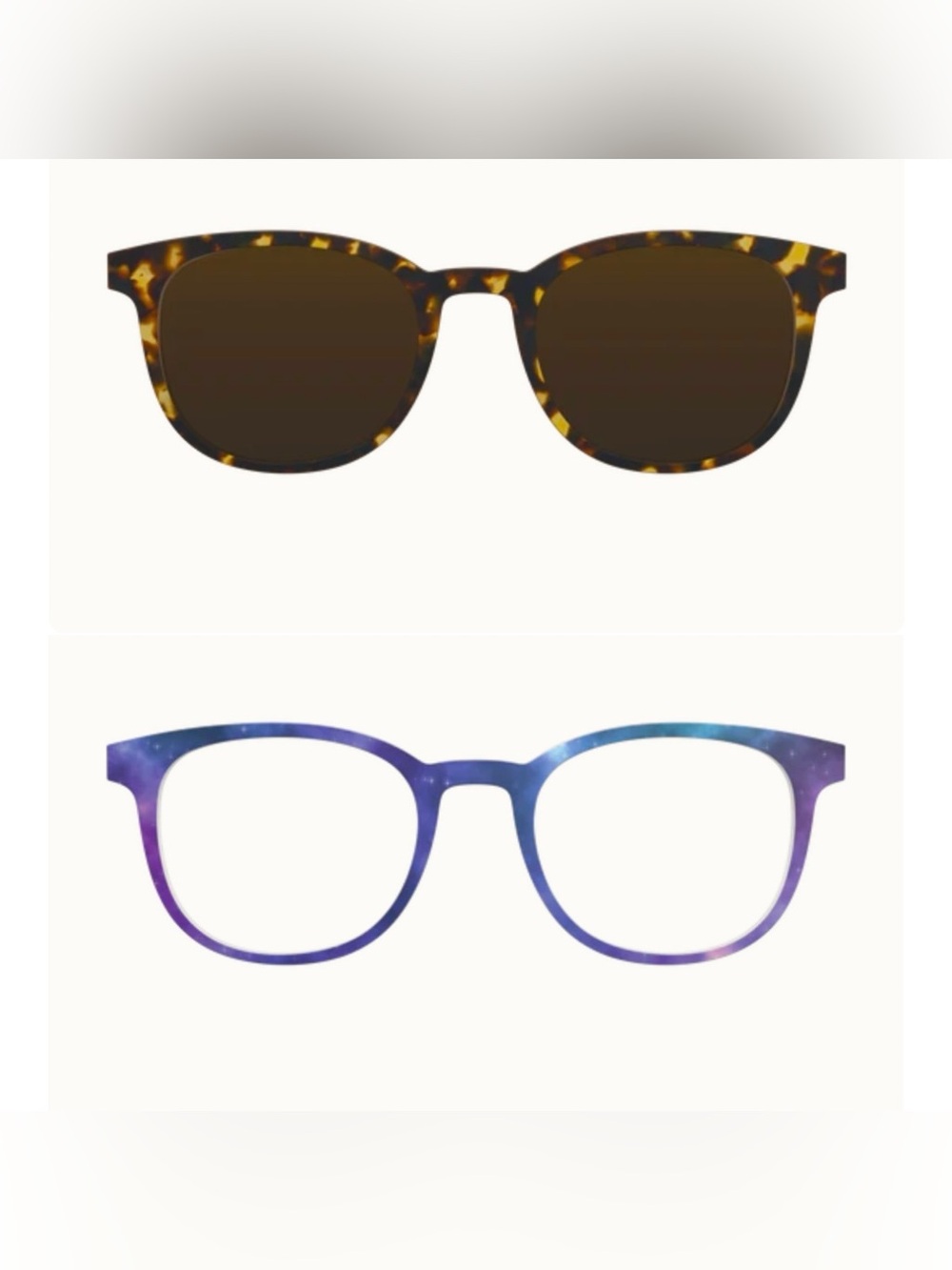 Pair Glasses Reese Tortoise Shell Sunglasses and Purple Cosmic Galaxy